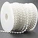 BoJia 6mm Half Round Crystal Garland ABS Large Pearls Faux Crystal Beads by The Roll for Wedding Centerpieces Bridal Bouquet, Semicircle Beads for DIY Flower Accessories(White)
