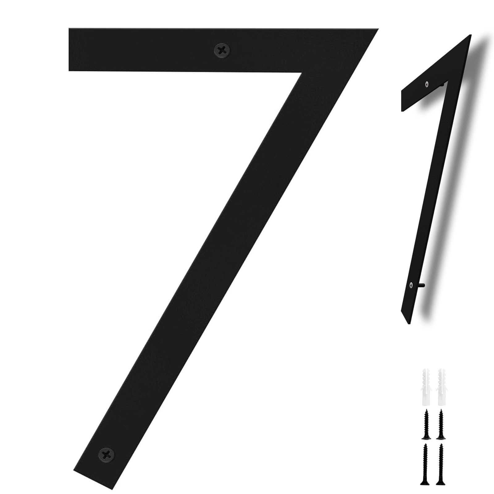 Powerful House Numbers 12 Inch, Large Black Door Number 7 for Outside, Modern Floating House Signs for Street Address, Weatherproof & Rustproof, 3D Metal Plaque (Number 7)
