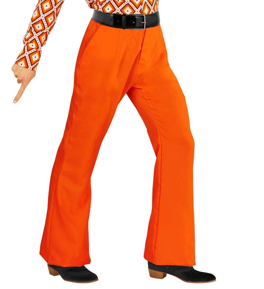 70s retro men's trousers with and without Pattern Hits 70s Disco Fancy Dress, L/XL, Orange โ image 1