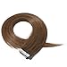 16 Inch Tape in Hair Extensions Remy Human Hair #06 Light Brown Long Straight Hair Seamless Skin Weft Invisible Double Sided Tape 20pc/pack 30g +10 Free Tape Bonds