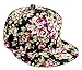 Floral Flower Snapback Adjustable Fitted Men's Women's Hip-Hop Cap Hat Headwear Black