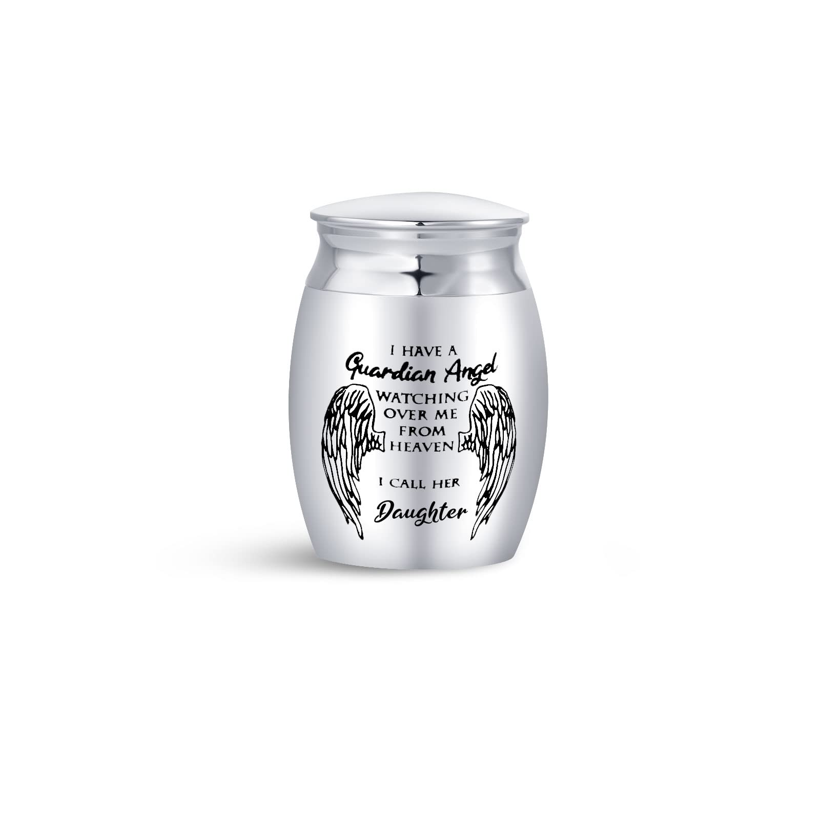 Mini Cremation Urn for Daughter Ashes Family Women I Have a Guardian Angel Watching Over Me from Heaven Sepulchral Cinerary Funeral Keepsake Memorial Holder