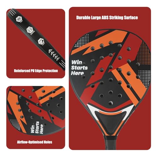Padel Racket for Beginners and Youth Lightweight Padel Racket 330g ABS Surface Non-slip Grip Adjustable Safety Cord Ideal for Training and Matches