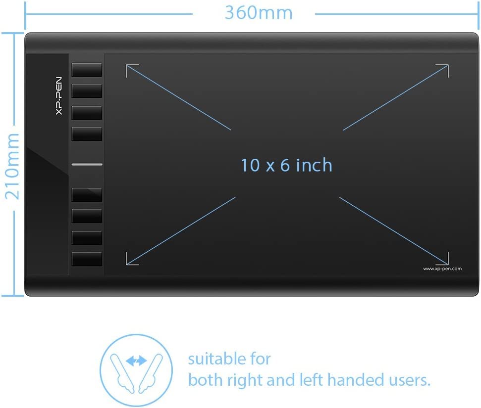XP-Pen Star03V2 12 Inch Graphic Tablet with Passive Stylus 8192 Levels and 8 Shortcuts Pallette Digital Drawing - Compatible with Windows Mac Chromebook