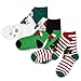 TeeHee Christmas Holiday Novelty Little Kids Toddler Crew Socks 3-Pair (6-8 Years, Santa Claus Snowman)