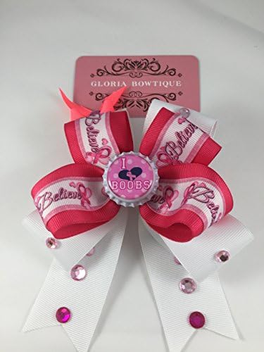 Hair Bows for Girls - Rhinestone Hair Bows and Bling Bling Hair Accessory Breast Cancer Awareness