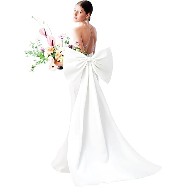 XJKLBYQ Big Bow for Dress Satin Bow for Wedding Dresses 67'' Long Removable Bridal  Bow Belt Double Knot Sash Belts for Dress for Bride Wedding Accessories