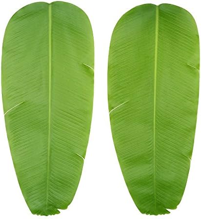 RTWAY Artificial Leaves Banana Leaf Tropical Leaves Leaf Shape Table Placement Dinning Mat for Hawaiian Luau Party Decorations Luau Safari Party Supplies, Set of 2, 24.4"x 10.6"