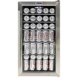 Whynter BR-130SB Beverage Refrigerator with Internal Fan, Black/Stainless Steel