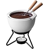 Boska Choco Petit Marie Fondue - Fondue Pot Set Microwave and Dishwasher Safe Ceramic Hot Pot Chocolate Fountain Snack - Small Kitchen Appliances
