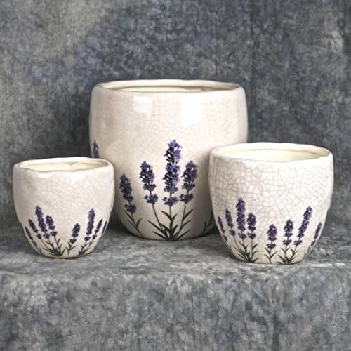 Ceramic Flower Pot -- Lavender Collection -- Set of 3