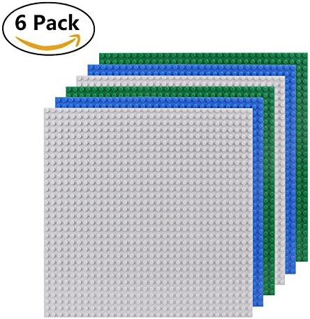 Building Bricks ,6 Pack Stackable Baseplates Compatible with All Building Blocks,10"x10" Baseplates