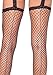 Leg Avenue Women's Backseam Ankle Bow Industrial Fishnet Stockings with Attached Garter Belt