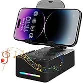 CYBORIS Foldable Phone Stand with Speaker, Gifts for Men Women, Wireless Bluetooth Speaker with Cell Phone Stand and Anti-Slip Base Led RGB Light HD Surround Sound Compatible with Phones, Tablets