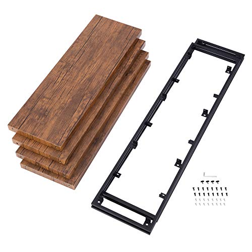FIVEGIVEN 4 Tier Bookshelf Rustic Industrial Bookcase with Modern Open Wood Shelves, Brown