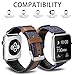 iHillon Bands Compatible with Apple Watch 42mm/44mm Series 5 Series 4 Straps, Classic Canvas Fabric Genuine Leather Wristbands Silver Buckle Compatible with iWatch Series 3/2/1, Women Men, Dark Blue