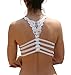 Blue 55 Women's Junior Padded Cut-Out Strappy Cotton Lace Crochet Racerback Bralette (White Wings)