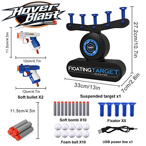 Floating Ball Shooting Game,Hover Shot,USB Powered Target Game with 2 Blaster Guns,Space Guns for Boys,Compatible with Nerf Toys,Floating Target Set with 10 Shooting Darts&10 Soft Floating Balls (G2) - Thumbnail 4