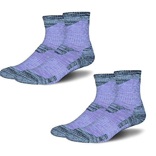 Kingbra Mens Women Ski Cotton Socks,High Performance Thick Warm Wicking Crew Socks for Snowboard Hiking Sports (2 pairs) Purple Large