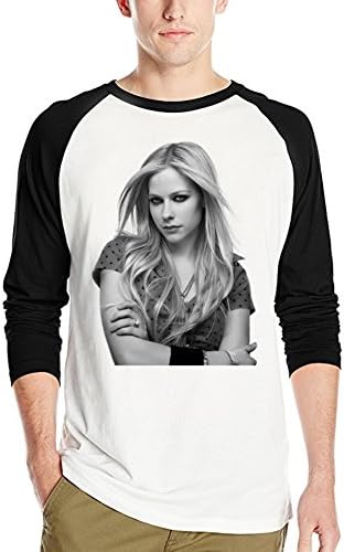 Kaari Success Men's Long Sleeve Tee Avril Lavigne Baseball T-Shirts L White