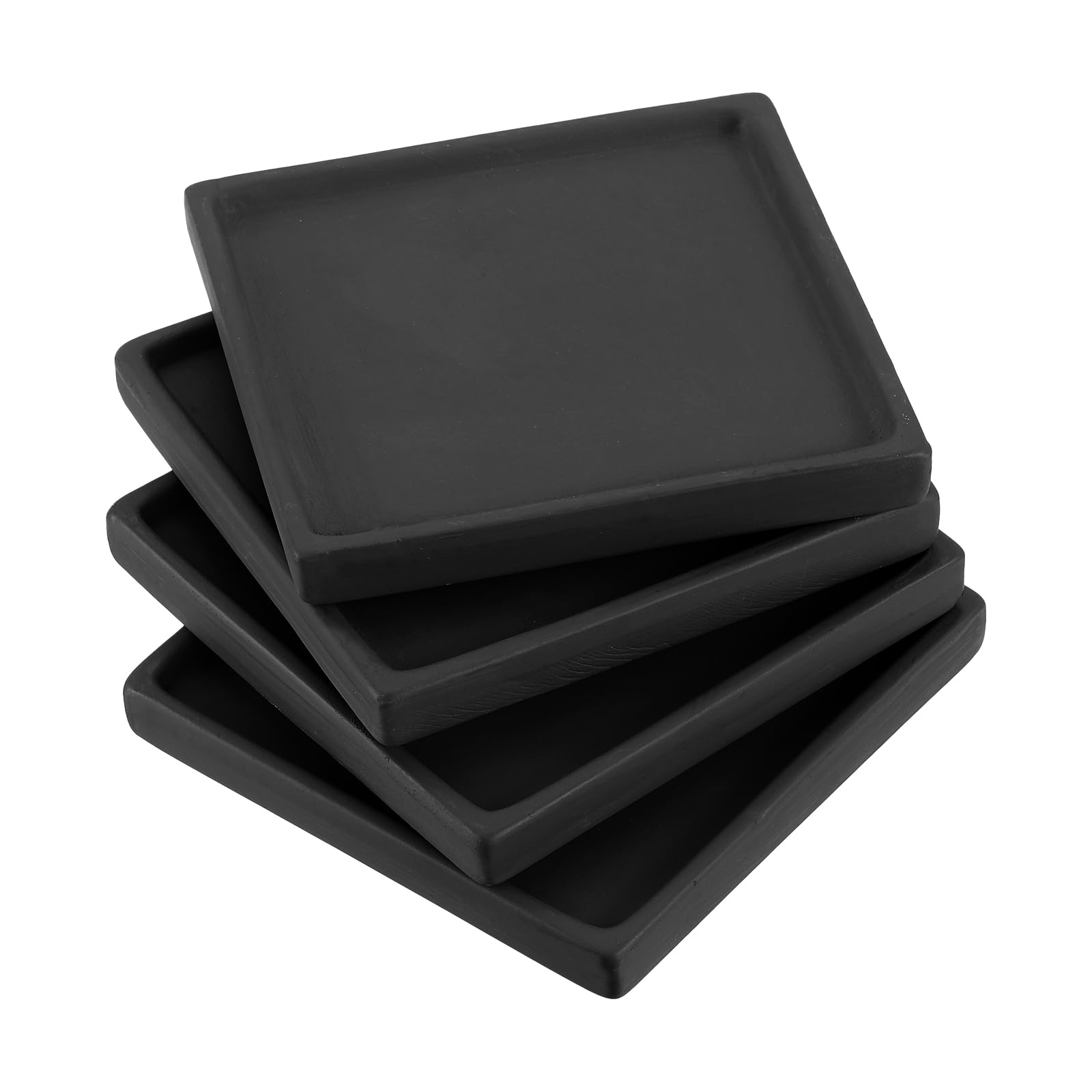 PATIKIL 5 Inch Plant Pot Saucers, 4 Pack Ceramic Square Plant Saucer Tray Flower Planter Drip Tray for Indoors Outdoors Patio Balcony, Black