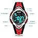 Waterproof Swimming Led Digital Sports Watches for Children Kids Girls Boys,Rubber Strap,Red