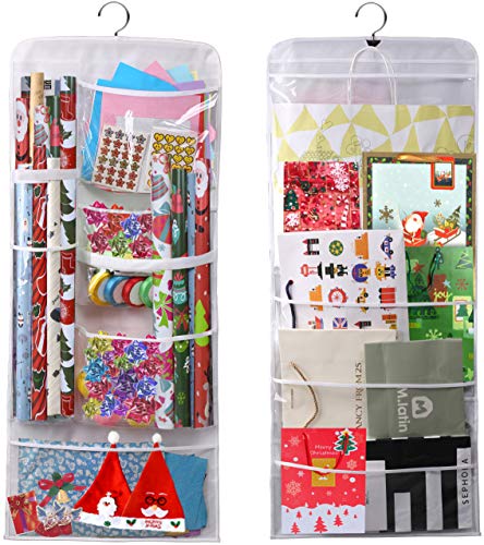 KIMBORA Wrapping Paper Storage Gift Wrap Organizer Hanging Closet Dual-Sided Organization for Holiday Accessories, Gift Bags,Ribbon and Bows - Thumbnail 6