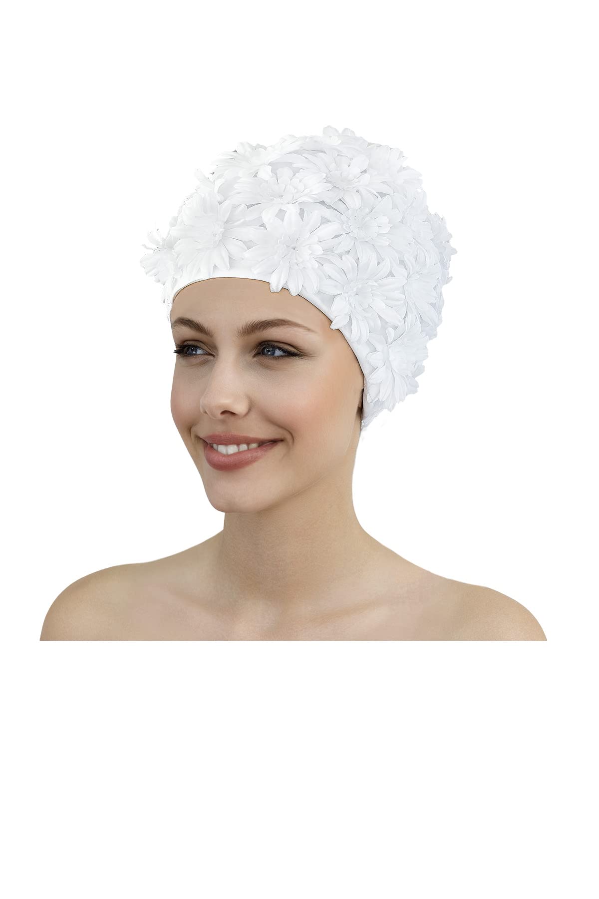 Fashy Women's Nylon Petal Cap - White
