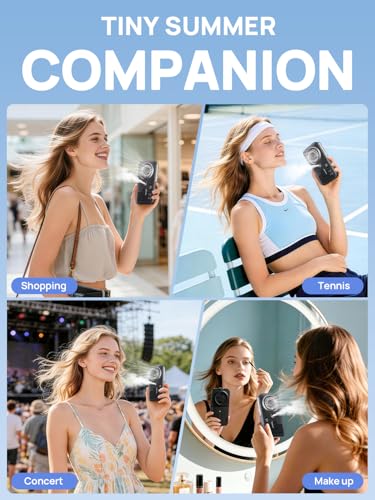 Kssvzz Handheld Fan with Water Cooling, Portable Mini Spray Mist Battery Fan with 4 Speeds & Water Spray, Quiet Lightweight Rechargeable USB Table Fan for Travel, Home Office, Outdoor