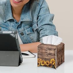 Talayituse Sunflower Wood Print Tissue Box Cover