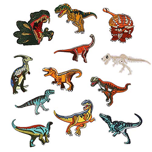 12Pc Fashion Jurassic Park Embroidered Dinosaur Patch for Clothing Applique Iron on Patches for Jeans DIY Accessories 2.17-4.33 inch