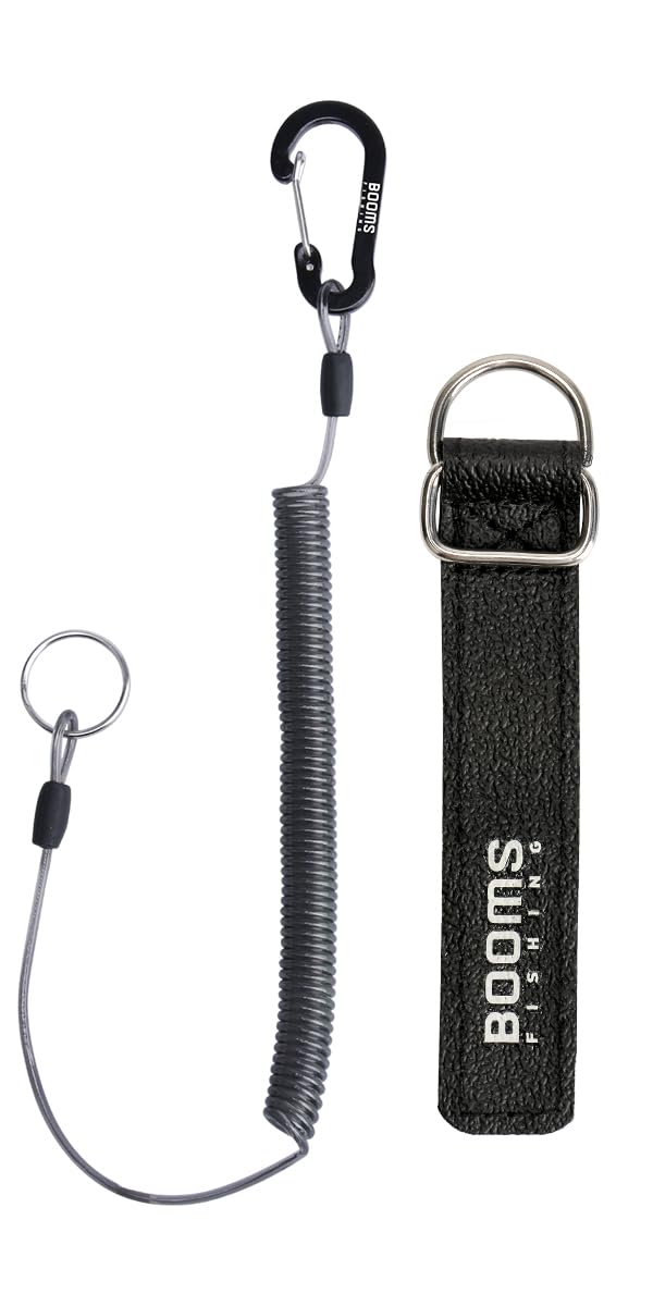Booms Fishing T01 Fishing Coiled Lanyards With Spiral Retractable for Fishing Rods and Fly Fishing Nets