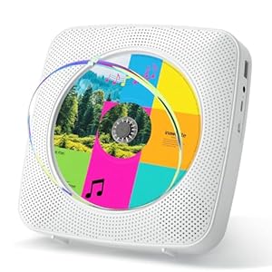 Gueray cdプレーヤー Bluetooth受信/送信 壁掛け可能 ステレオスピーカー内蔵 CDプレイヤー ホワイト Y-01