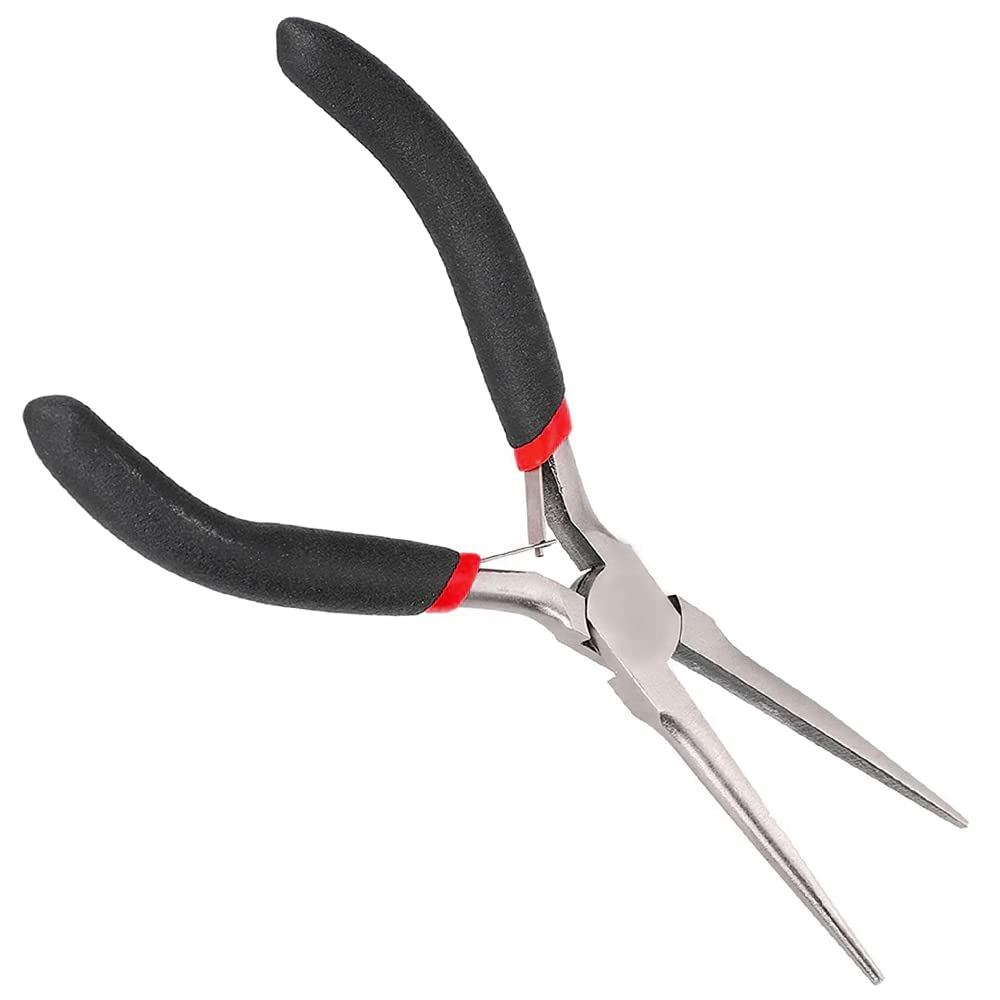 Steel Long Nose Pliers Pliers Tool Long Needle Nose Pliers Watch Jewelry Repair for Repair Handmade Handicraft Tool, Black