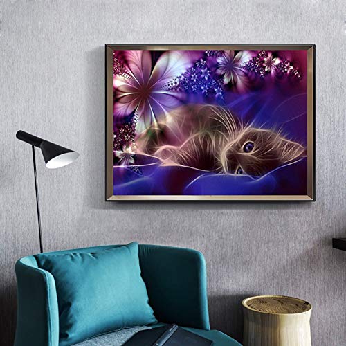 2 Painting+Embroidery+Rhinestone+Moon+Cat