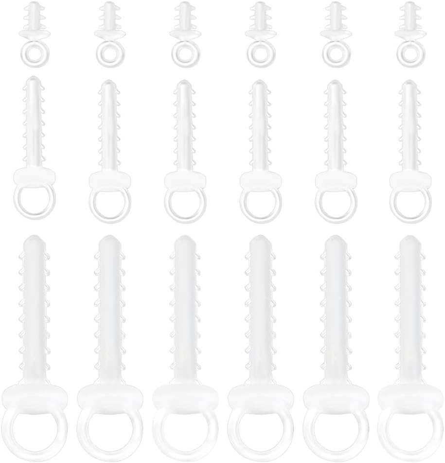 Ornament Hooks - WEBEEDY 120pcs 3 Sizes Clear Ornament Hangers Plastic Screws Hanging Ornament Ball Hanger Caps Hook Hanging Ropes Fasteners for Christmas Tree Decorations Foam Ornaments