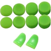 Replacement L2 R2 Buttons Trigger Extender + Silicone Analog Thumb Stick Cap Cover Grip Thumbsticks Joystick for PS4 PS4 Pro Slim Controller (Green)