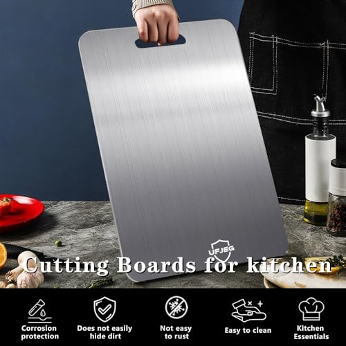 Titanium Cutting Board Set of 3, Titanium Cutting Boards for Kitchen, Non Toxic, Double-Sided Food Grade Chopping Board for Cutting Meat Vegetable Fruit, Outdoor Camping
