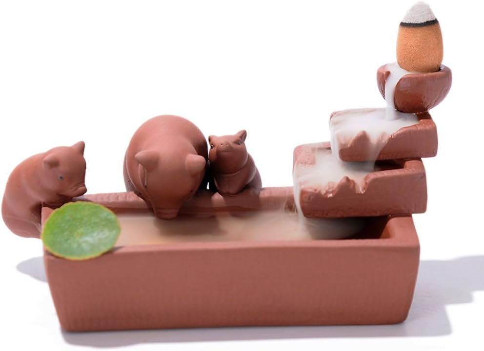 BAIXI Creative Home Furnishings Pour Incense Burner Room A Family Of Three Warm And Lovely Pig Aroma Furnace Decoration