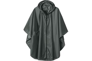 SaphiRose Waterproof Rain Poncho Jacket Coat for Adults Hooded with Zipper