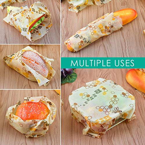 Alcoon Beeswax Food Wraps 1 Meter Roll 13 x 39 Inch Reusable Beeswax Wraps Eco-Friendly Sustainable Food Storage Wraps for Sandwich, Cheese, Fruit, Bread, Snacks (Bee Pattern) - Thumbnail 4