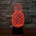 Pineapple 3D Illusion Lamp LED Pineapple Night Light for Living Bedroom Decor 16 Colors Changing USB Charging/Battery Powered Ananas Desk Table Lamp for Party Supplies Birthday Gift Toys for Kid
