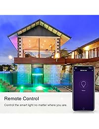 LOHAS   Bombilla LED inteligente, luz WiFi, multicolor, LED regulable equivalente a 60 W 80, luz diurna y luz nocturna controlada por smartphones, iluminación para el hogar compatible con Alexa (3 unidades), 9.00watts, 120.00 volts