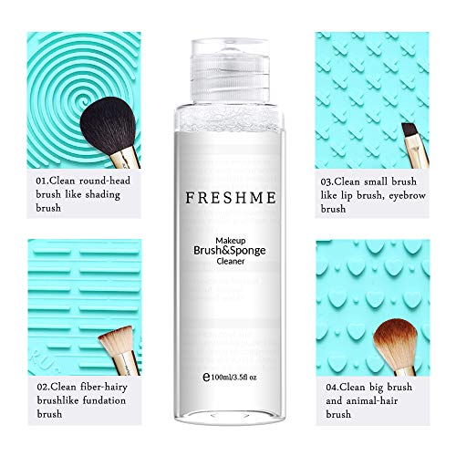 Makeup Brush Sponge Cleaner Set - Instantly Deep Wash Cleanser Shampoo Portable Cosmetic Cleaning Mat Kit Cruely Free Perfect Professional Solution Tools Protect Silicone Scrabber Board Pad, 3.5 OZ