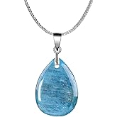 iSTONE 925 Sterling Silver Natural Crytral for Womens Pendant Necklace, Gemstone Birthstone with 17.8" Silver Chain Ladies