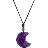 Sacina Summer Beach Crescent Moon Necklace, Boho Hippie Purple Crystal Necklace, Christmas Jewelry Gift for Women