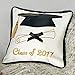 Collections Etc Class of 2017 Graduation Pillow with Zipped Pocket to Hold Money/Gift Card, White