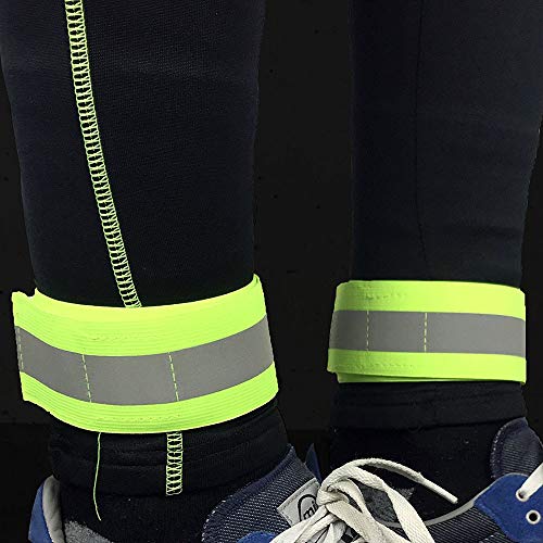 Fine Reflective Bands, Adjustable Reflective Armband Arm Wrist Ankle Leg Band,High Visibility Reflective Tape Strap for Clothing Biking and Safety Night Walking (Green)