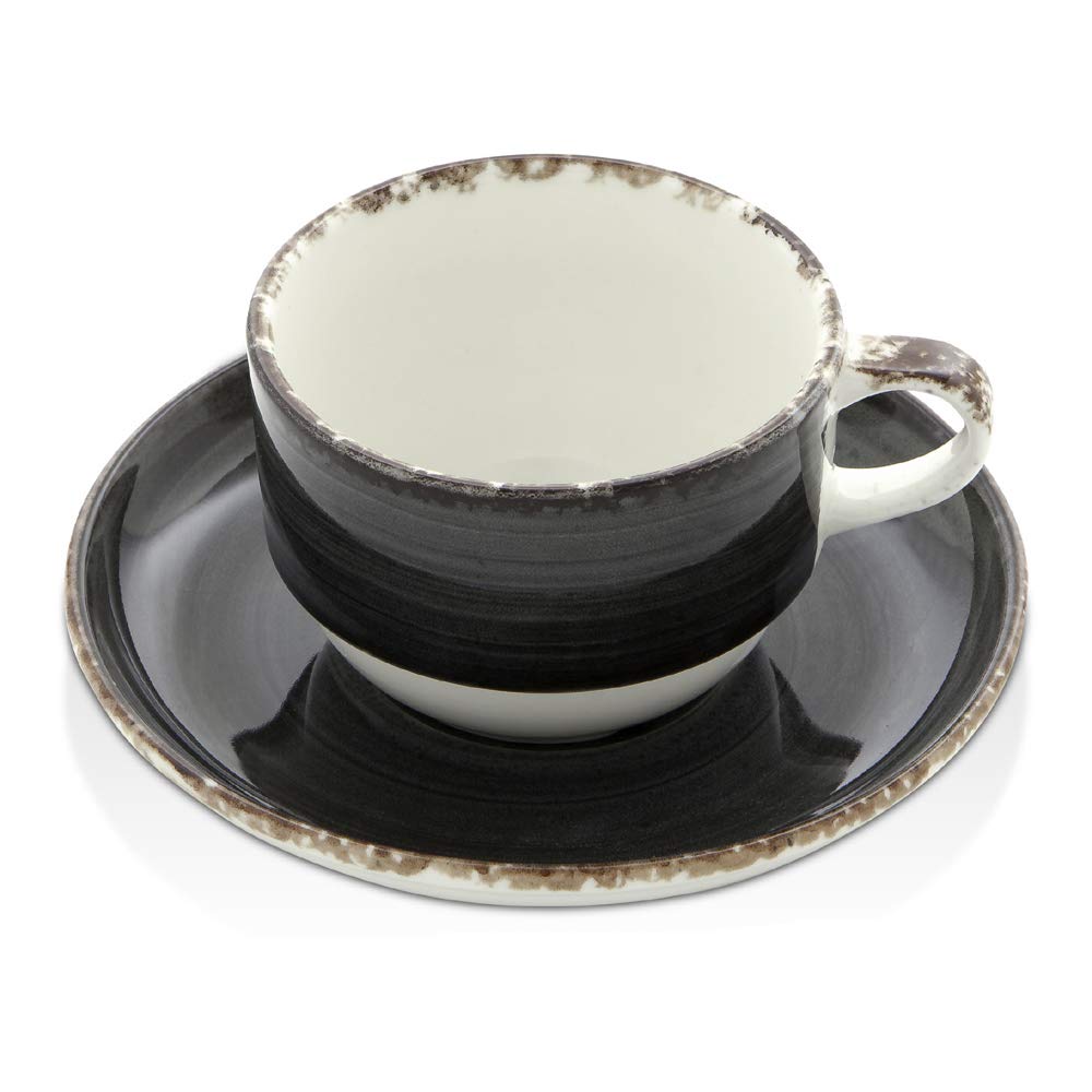 Fine Dine 775097 Onyx Cup with Saucer, 90mL Capacity,