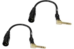 AUDIO 2000'S Audio 2000s E14101P2 1/4" TRS Right Angle to XLR Male 1 Ft Audio Cable (2 Pack)